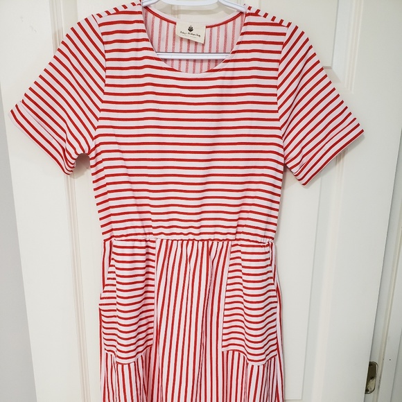 warehouse candy stripe midi dress